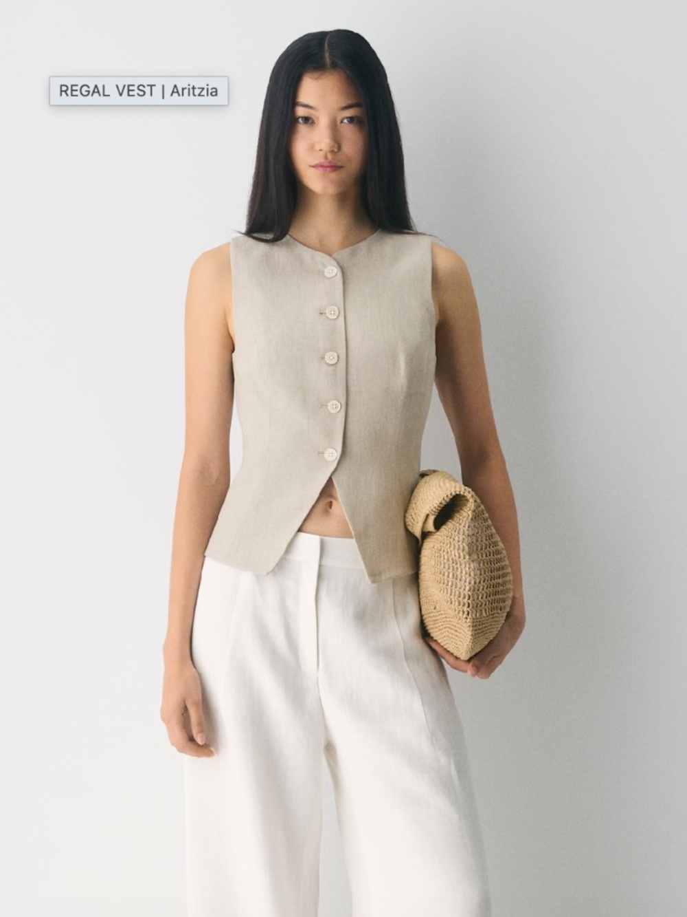 Flirty office staple Wilfred LIVI linen button-up suit vest NWOT Sz 10